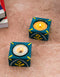Blue Pottery Candle Holder Set Of 2pcs.